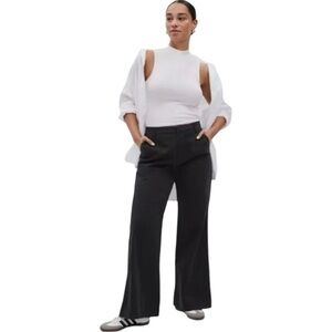 GAP Khaki Flare Leg Pants High Rise Flat Front Black Sz 12